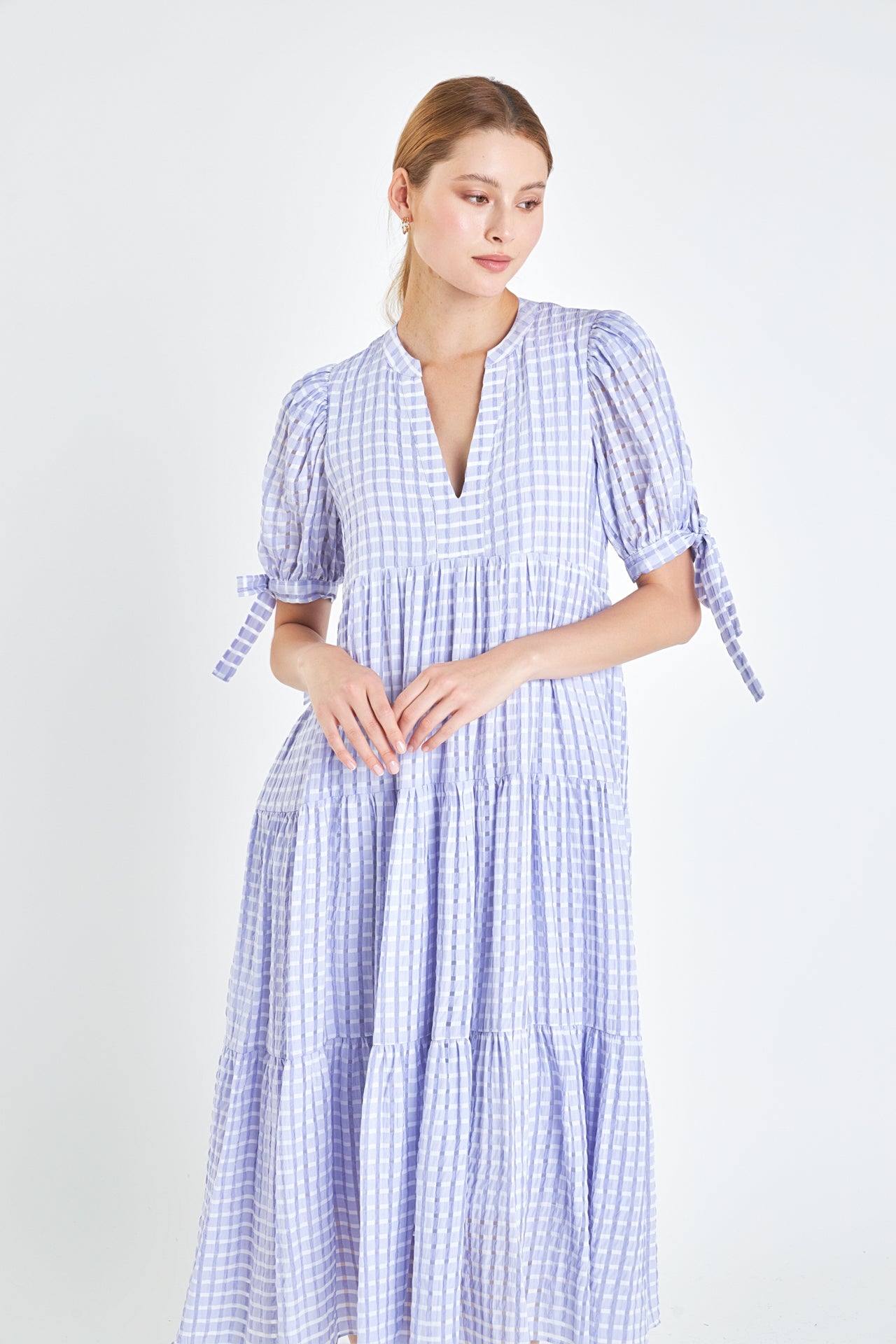 Gingham Tiered Midi Dress