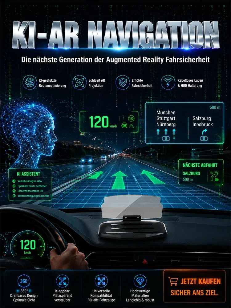 HUD Head up Display Wireless Automatic 2-in-1 Wireless Charging Phone Stand