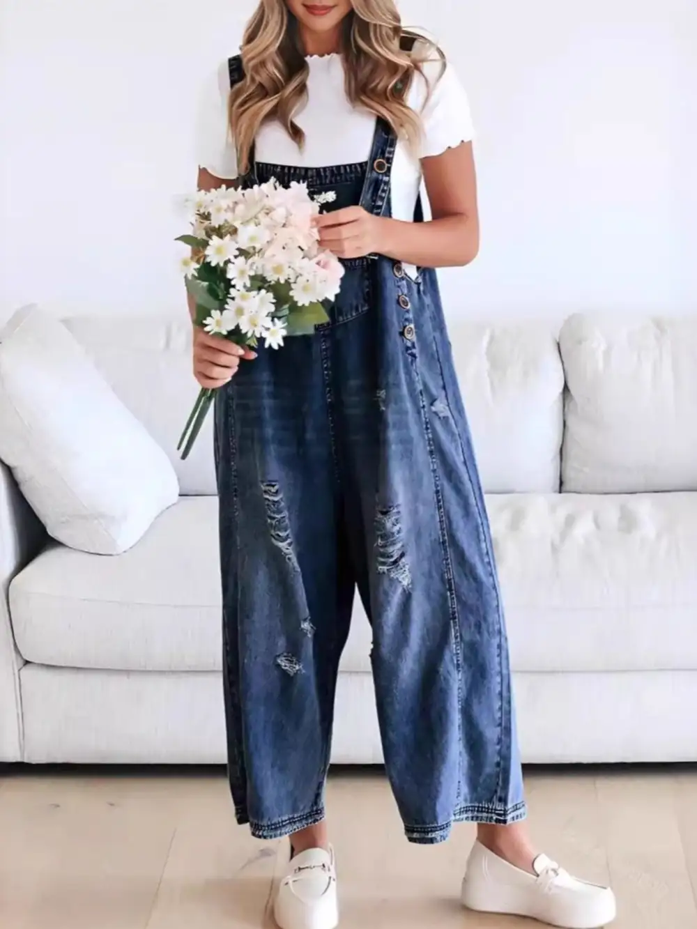 Casual Denim Wide Leg Overalls