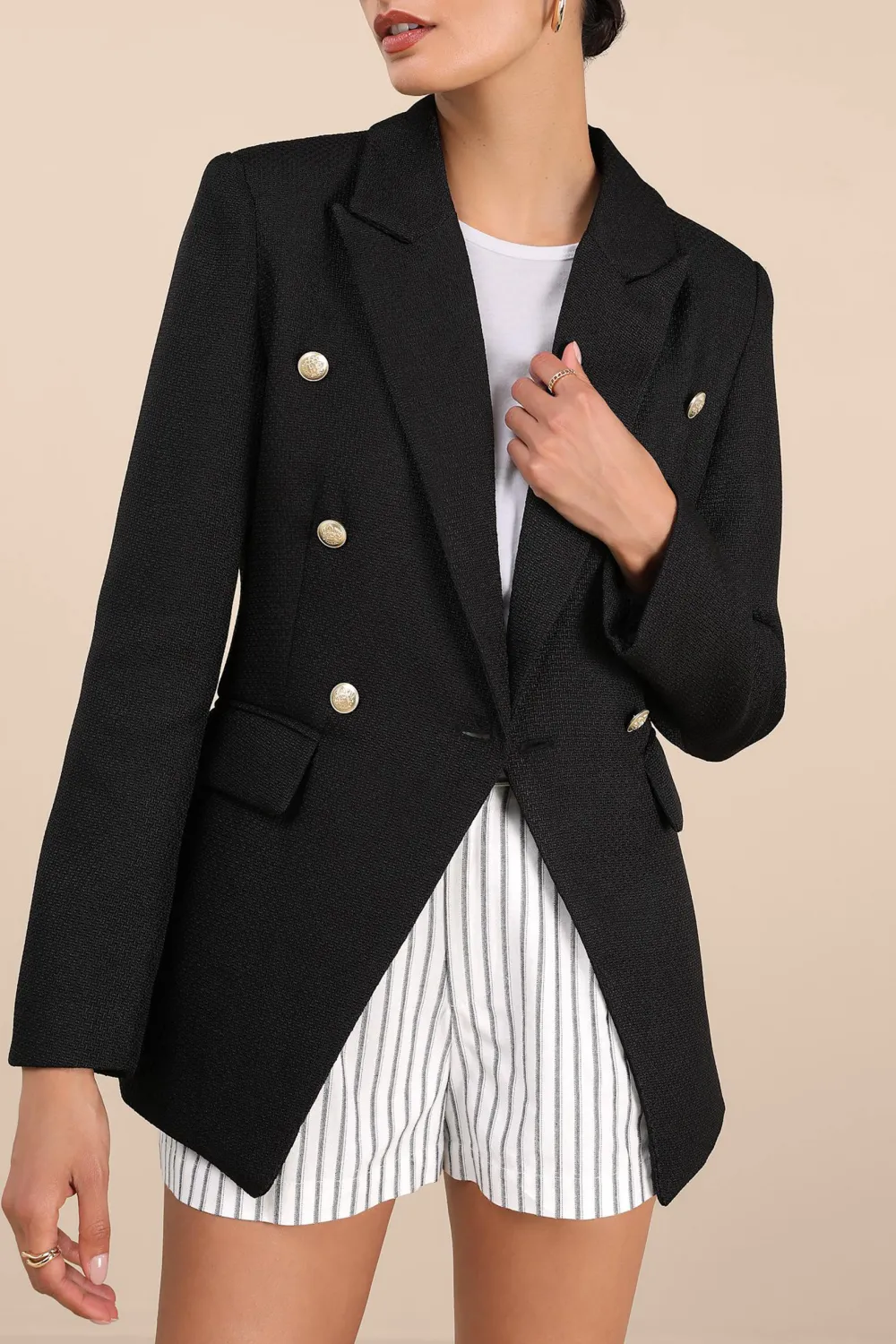 Casual Style Oversized Double-Breasted Blazer
