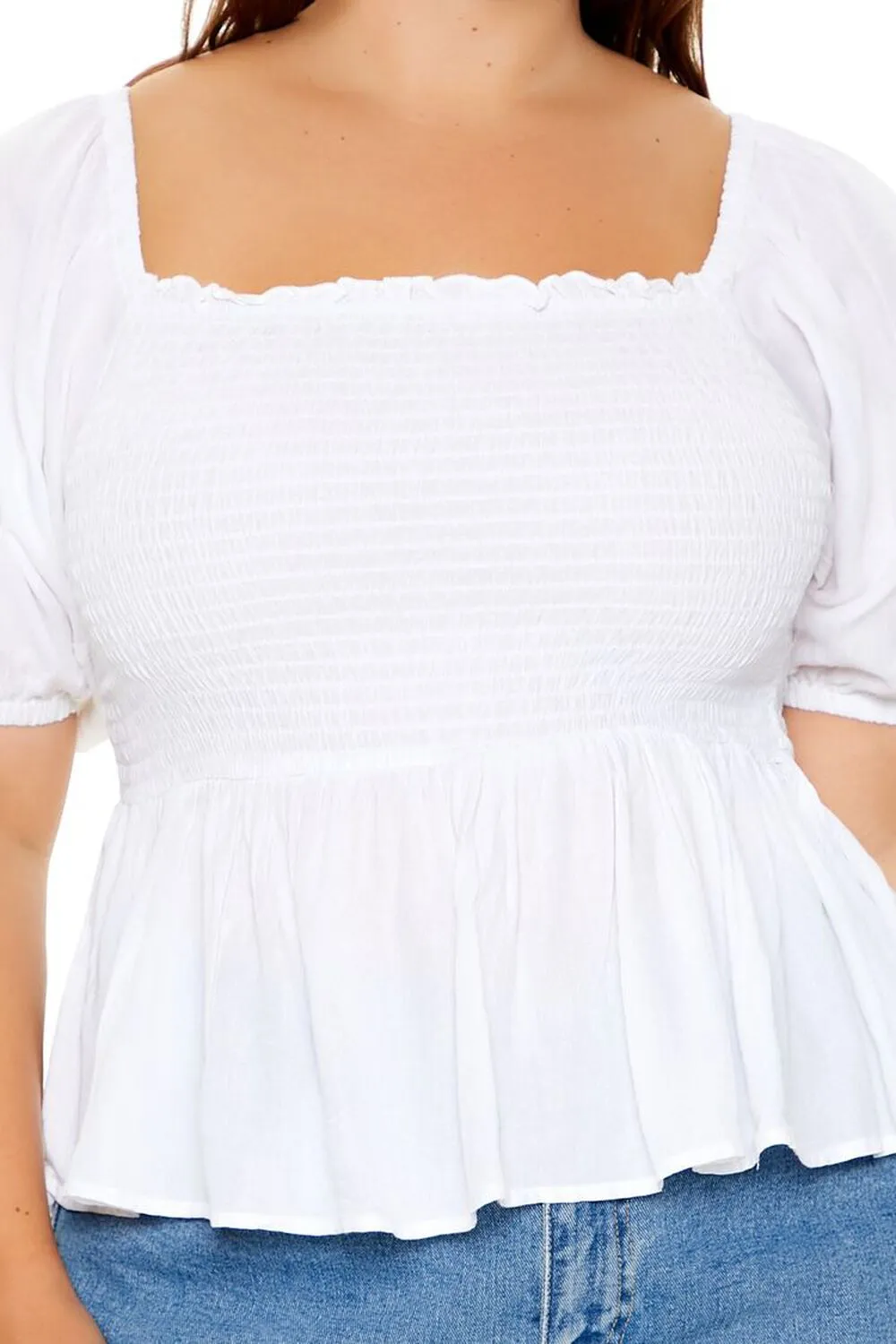 Plus Size Puff-Sleeve Peplum Top