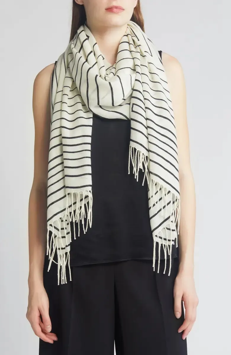 Tissue Print Wool & Cashmere Wrap Scarf