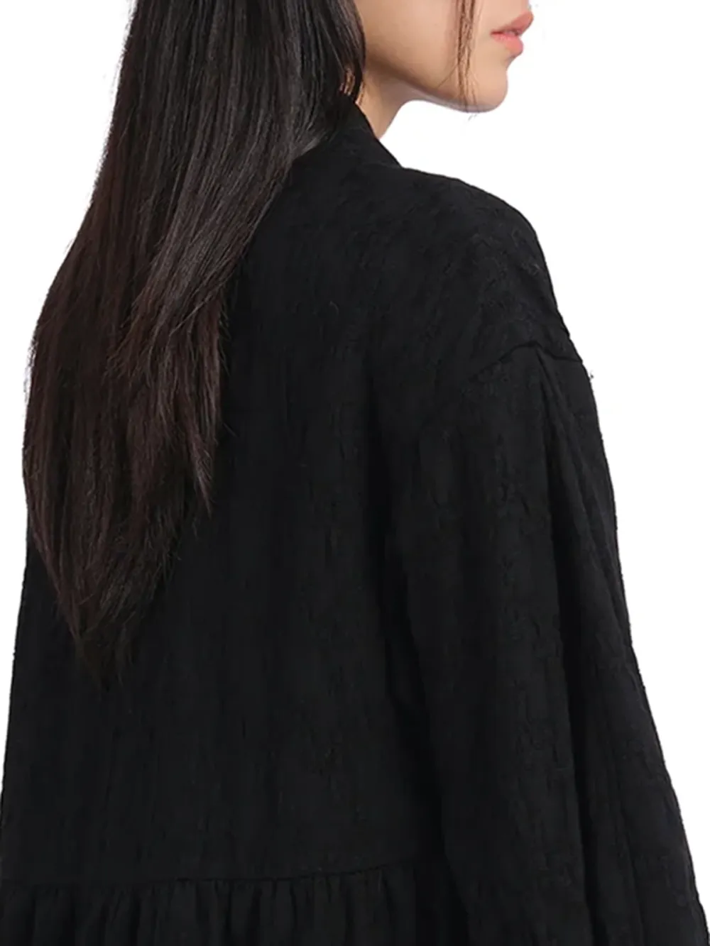 Tiered Ruffle Pleated Sleeves Dress