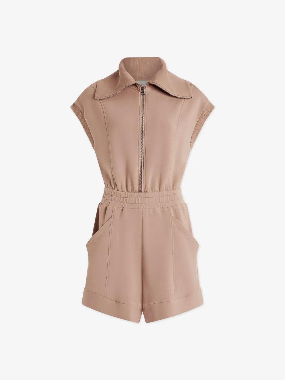 Trendy Sleeveless Zip-Front Short Jumpsuit