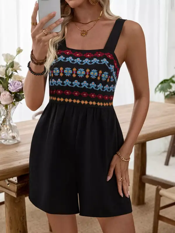 Jumpsuit Embroidered Romper