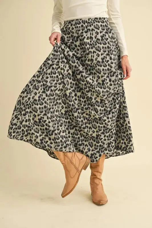 Leopard Print Aemi Midi Skirt
