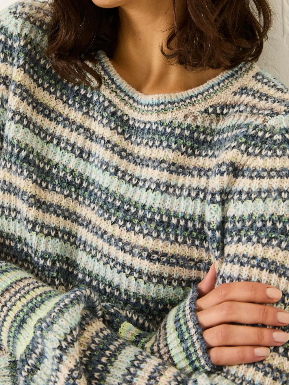 Blue Soraya Stripe Knitted Crew Neck Jumper