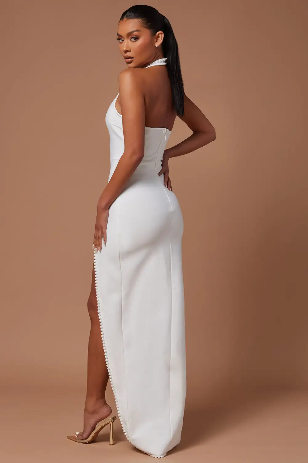 Ravenna Embellished Bandage Maxi Dress - White