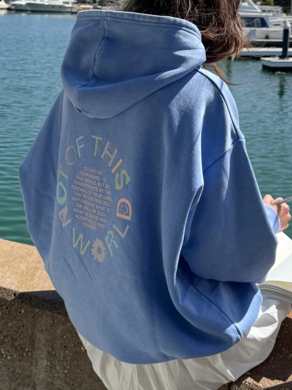 Women's Chic Colorful Slogan Print Hooded Long-Sleeve Sweatshirt