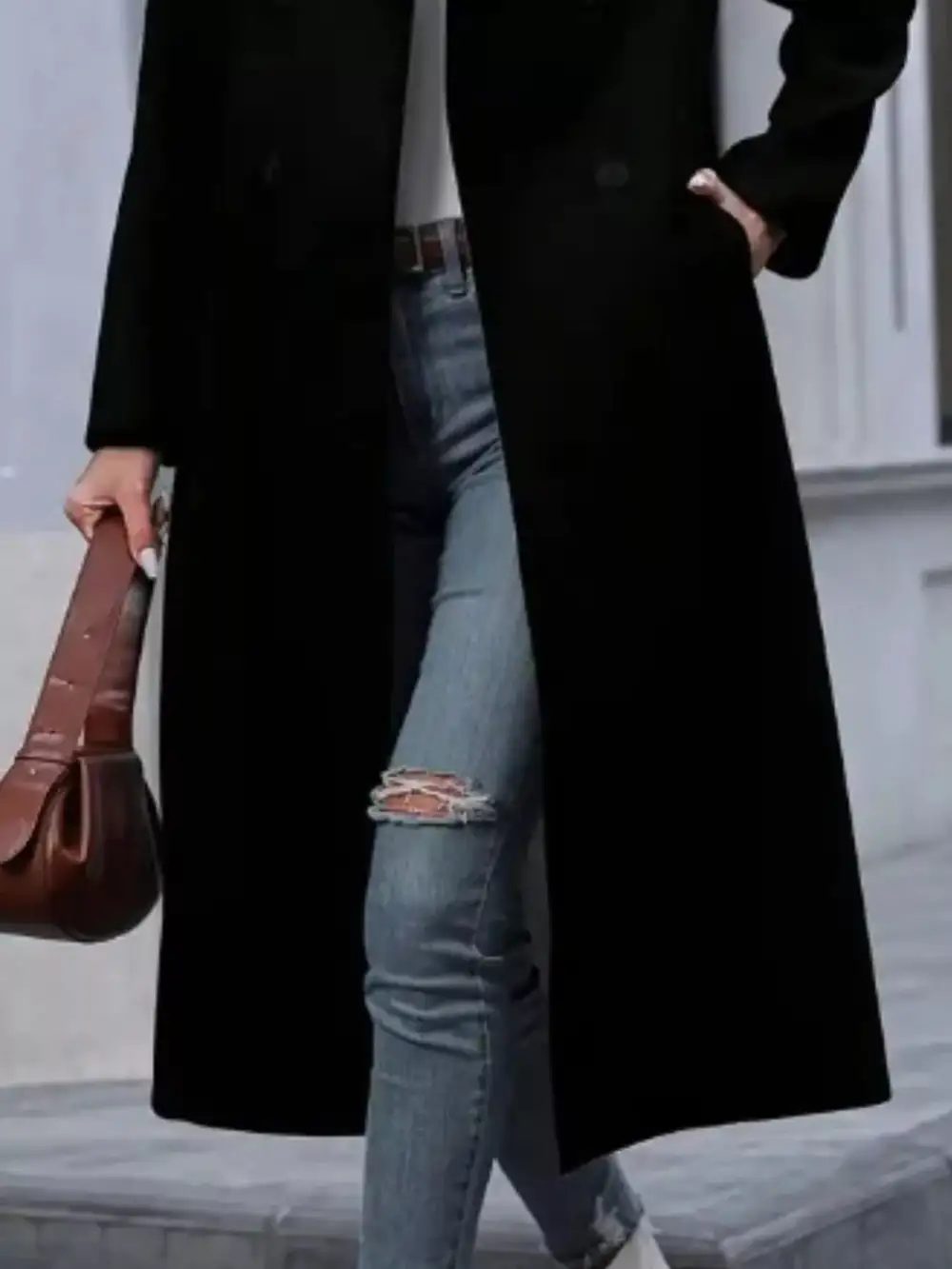 Double-breasted Longline Overcoat Jacket