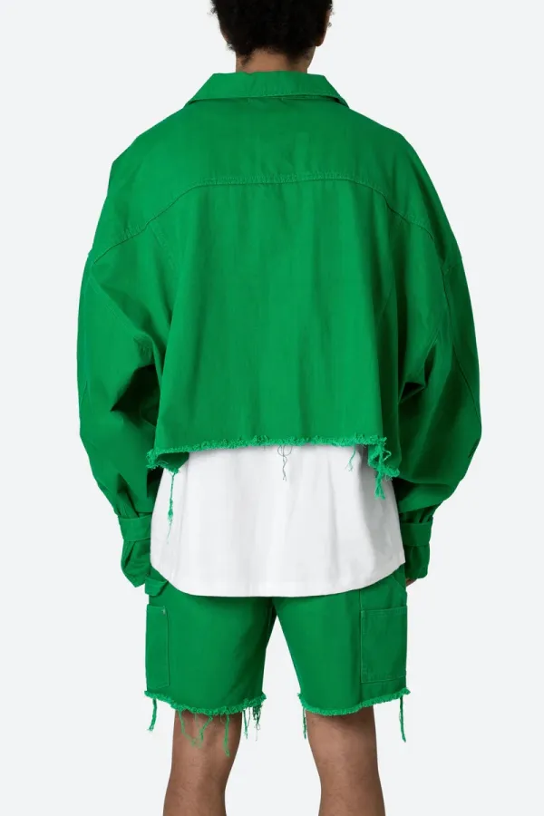 BRIGHT GREEN CROP STYLE DENIM JACKET