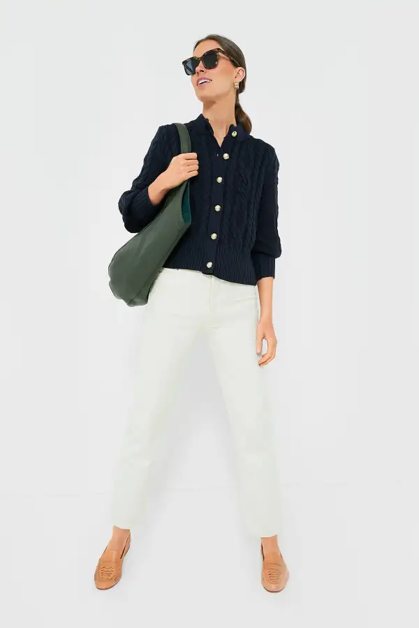 Navy Cotton Colette Cardigan