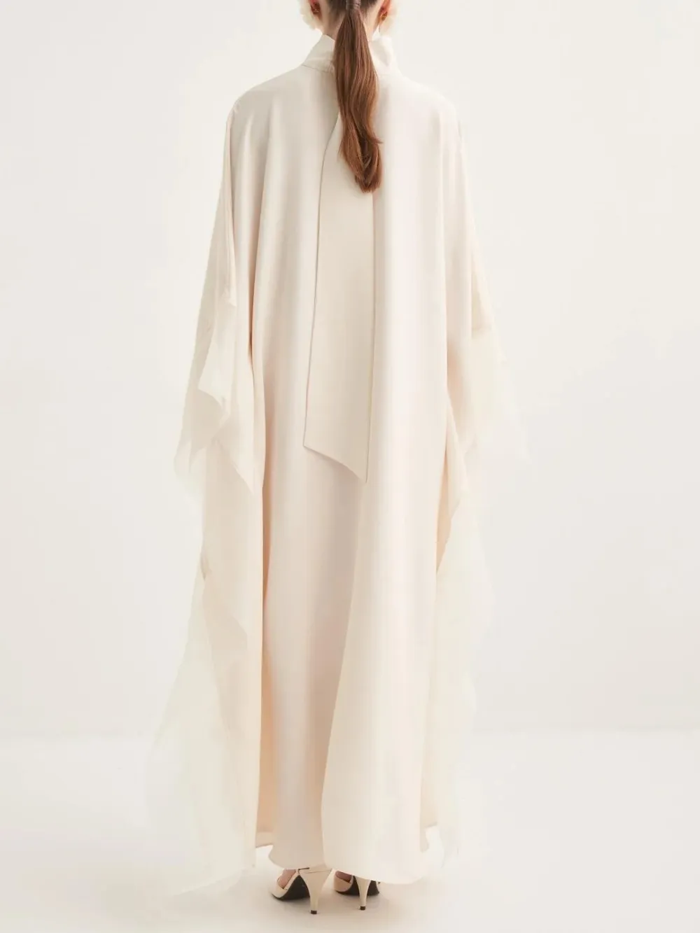 High Neck Flowing Cape Maxi Dress