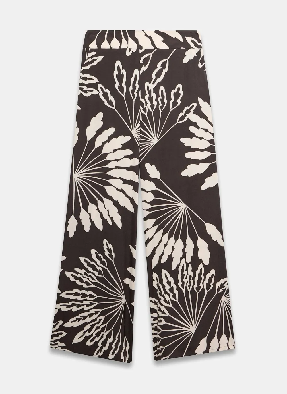 Casual Style Brown Palm Print Wide Trousers