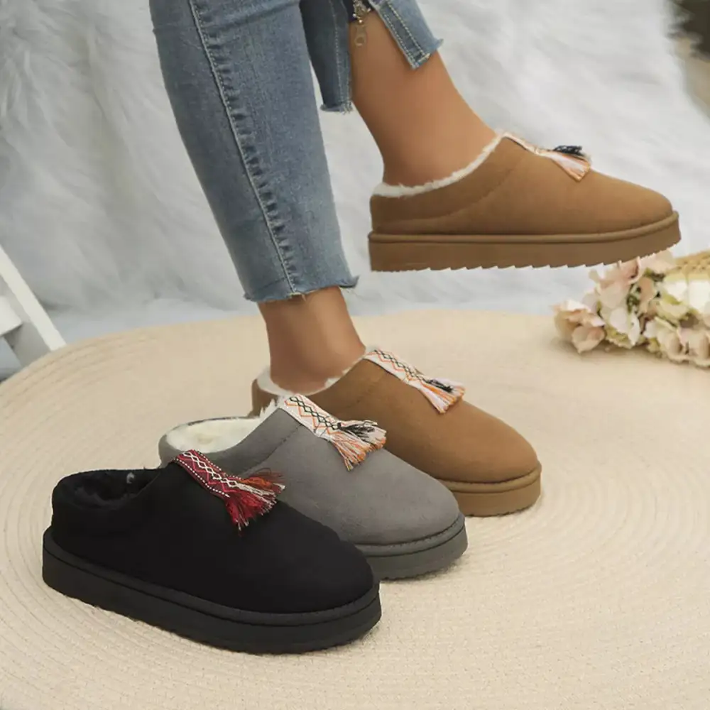 Refined Round Toe Platform Slippers