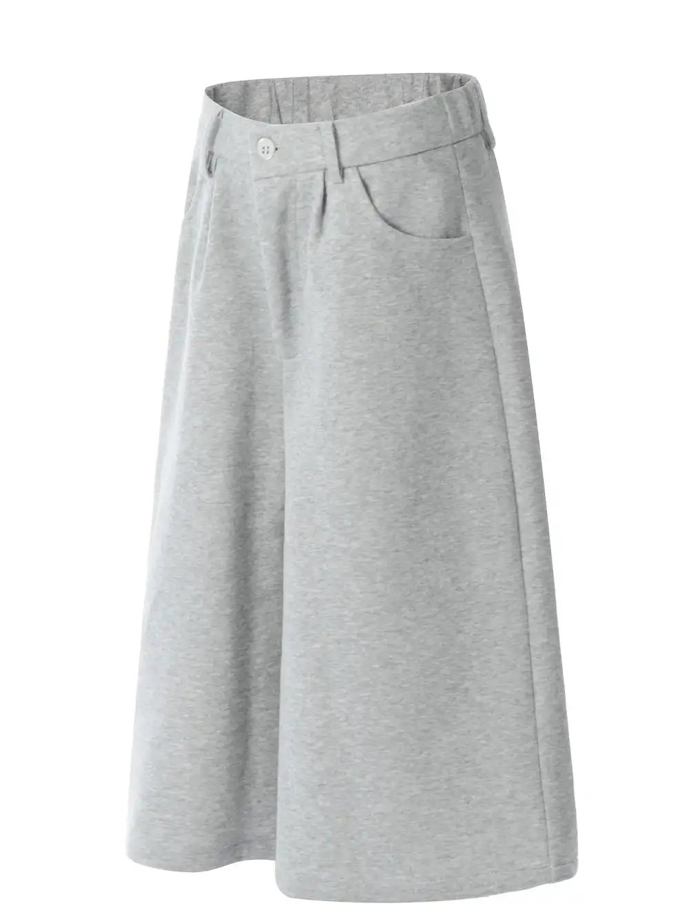 Minimal Wide Leg Cotton Blend Casual Shorts