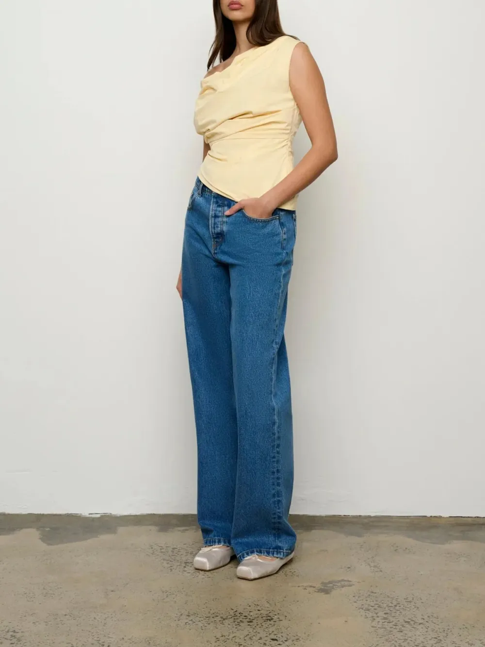 Casual Style One Shoulder Top Yellow