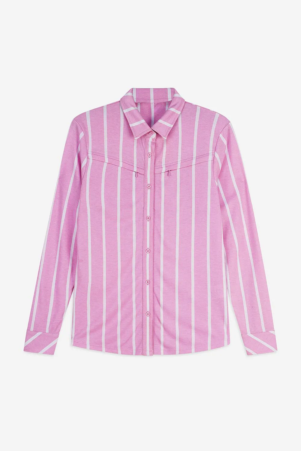 Zipper Chest Pocket Striped Fashion Ladies Shirt