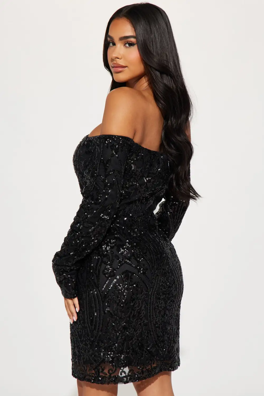 Violet Sequin Mini Dress - Black