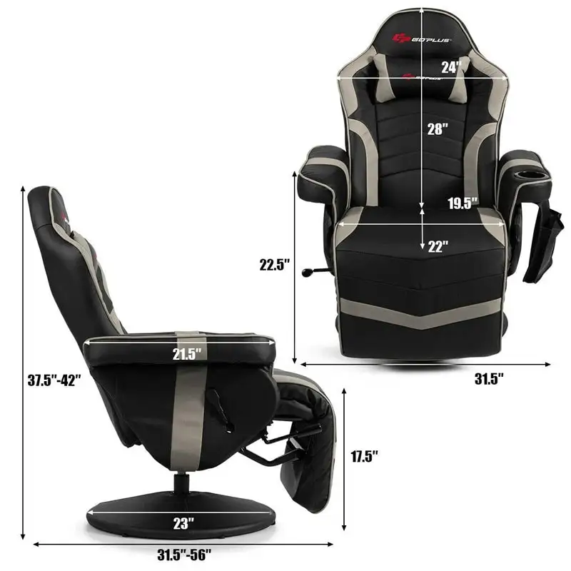 Ergonomic High Back Massage Gaming Chair Racing Style Gaming Recliner with Adjustable Backrest Footrest