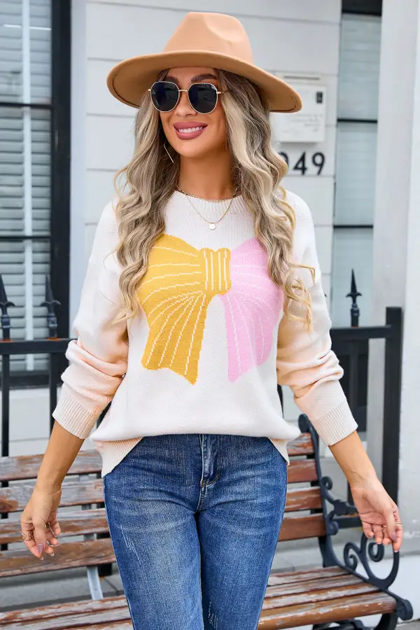 Pullover Sow Color Matching Sweater