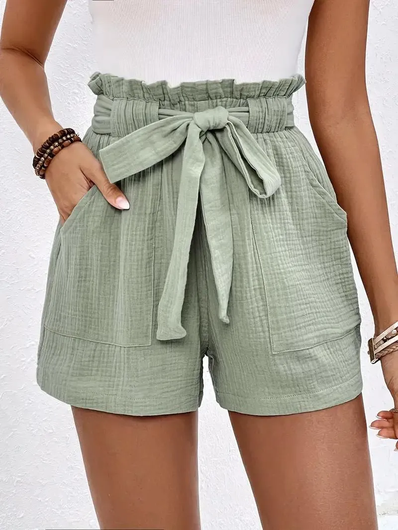 High Waisted Belted Shorts