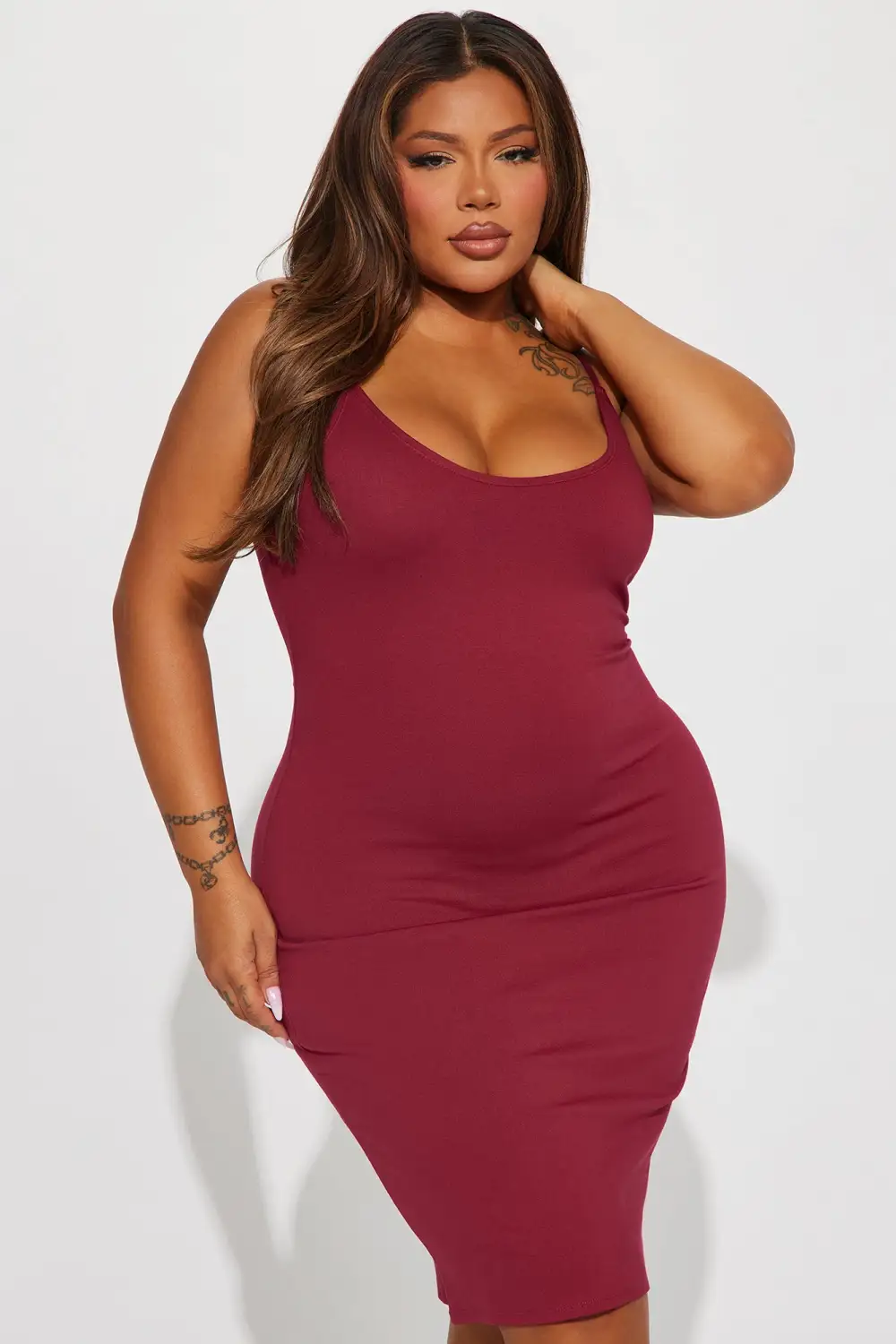 My Main Chic Midi Dress - Burgundy