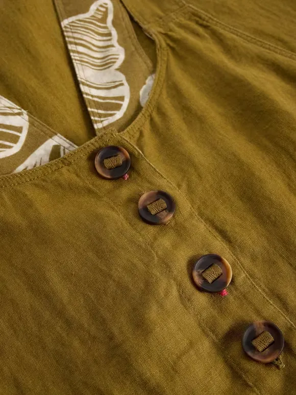 Square Neck Linen Dungaree