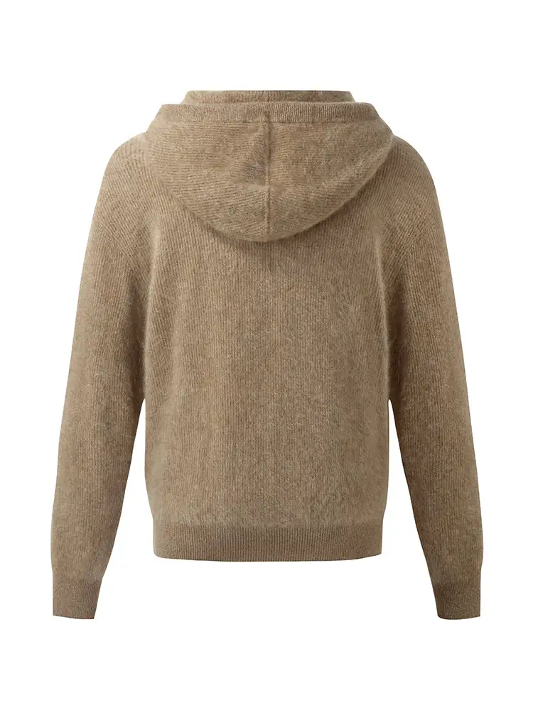 100% Brushed Cashmere Women Hooded Sweater