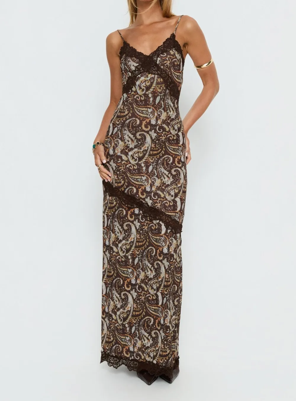 Clean Line Lace Detail Maxi Dress