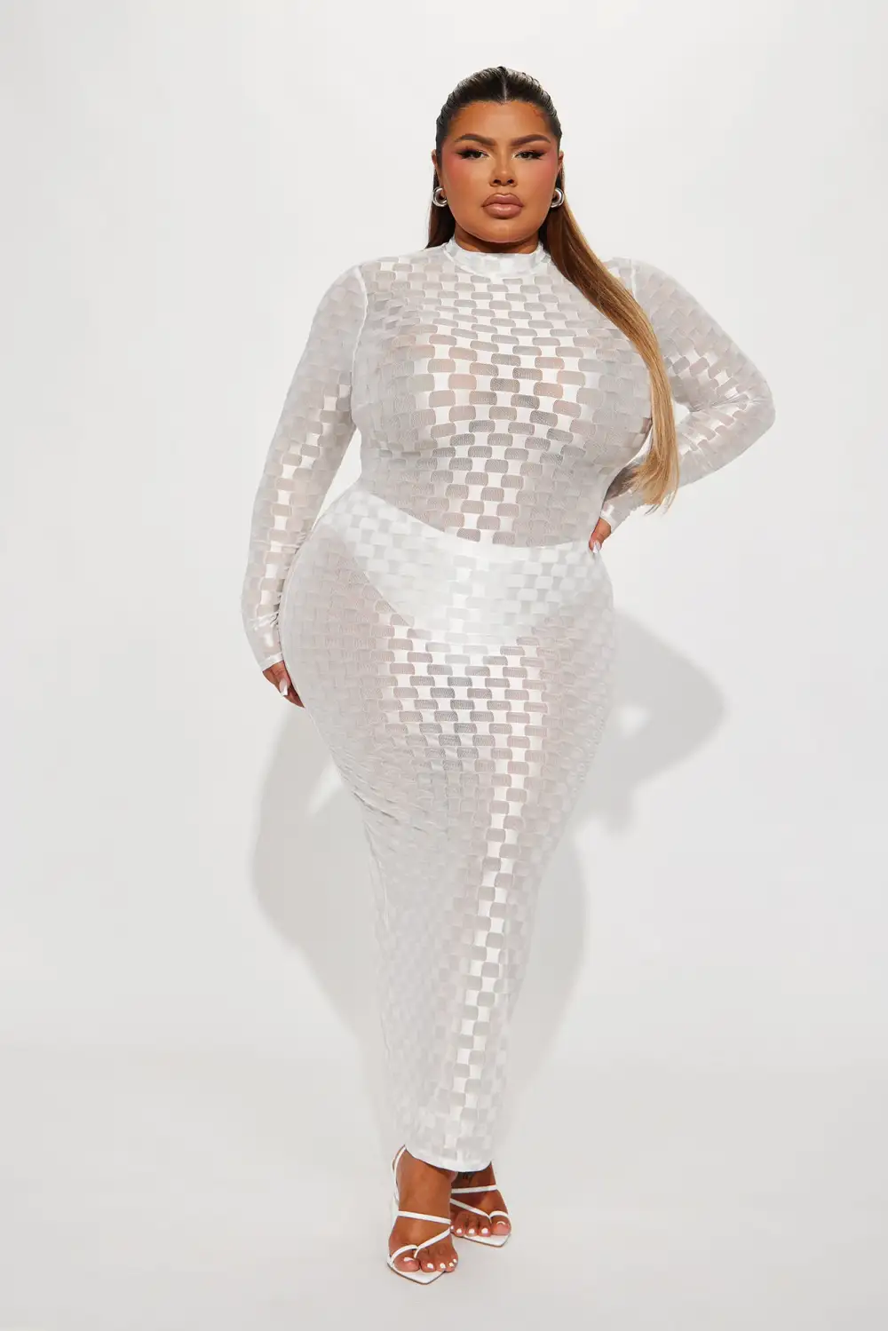 Checkmate Checkered Maxi Dress - White