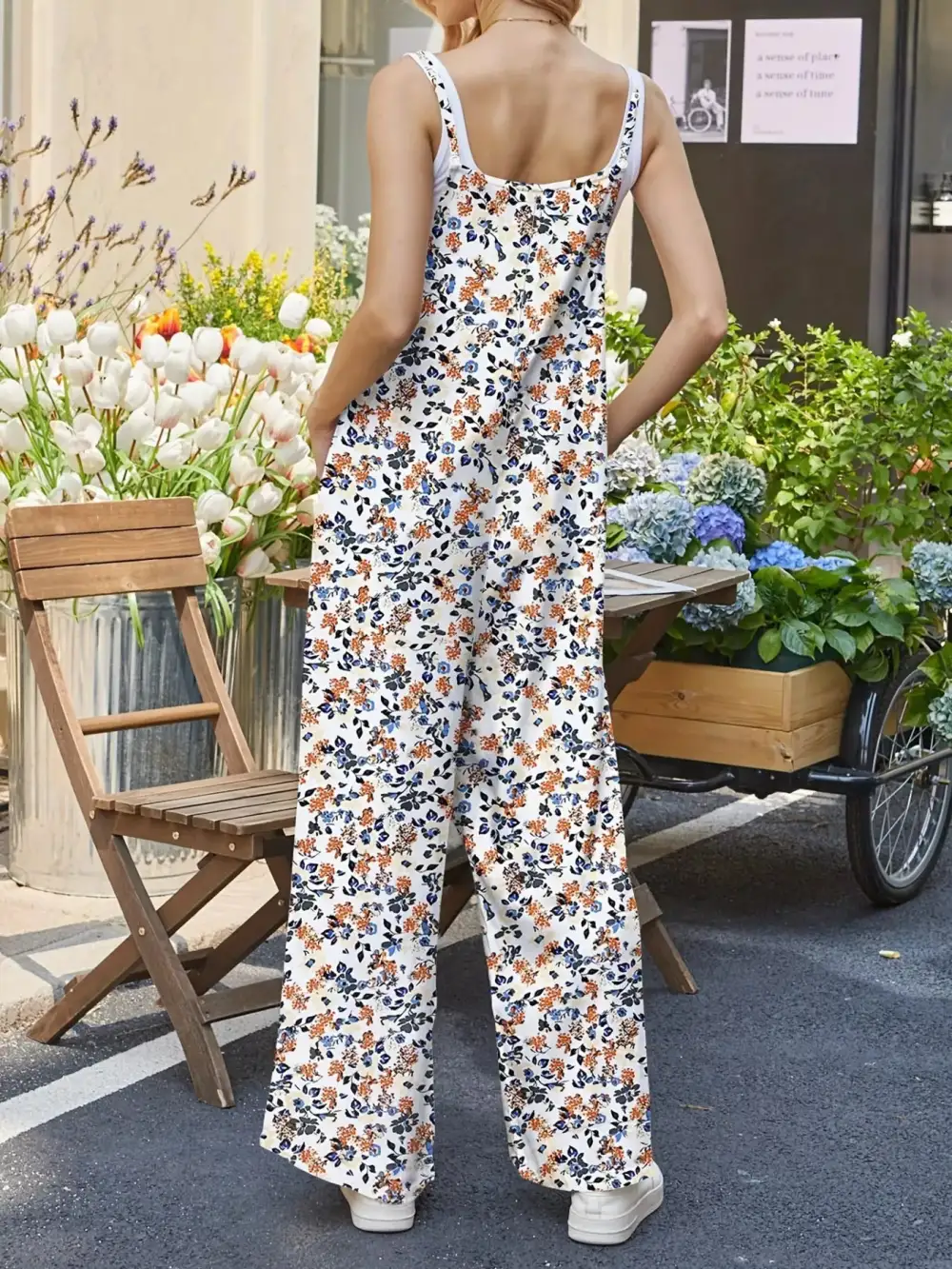 Modern Floral Wide Leg Jumpsuit