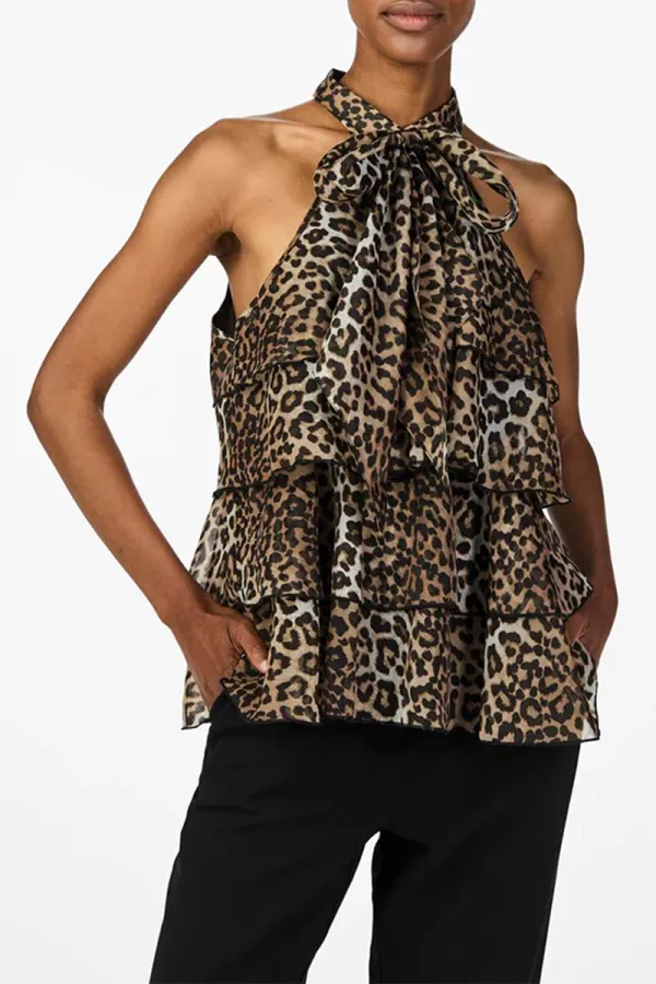 Leopard Print Halterneck Top