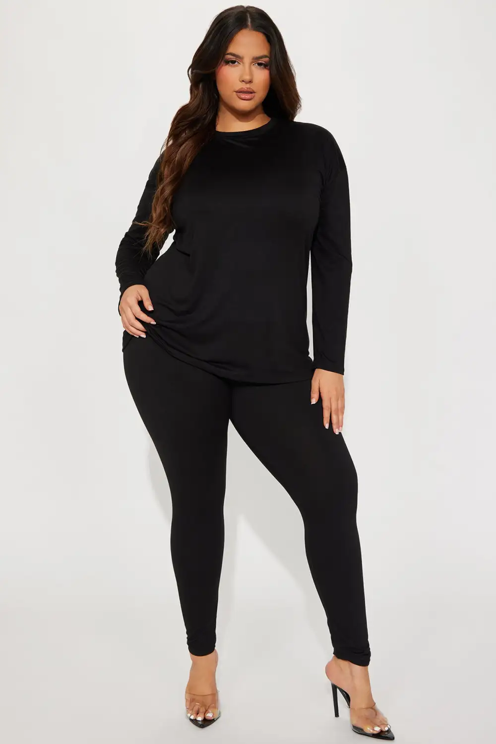 Weekend Vibes Long Sleeve Set - Black