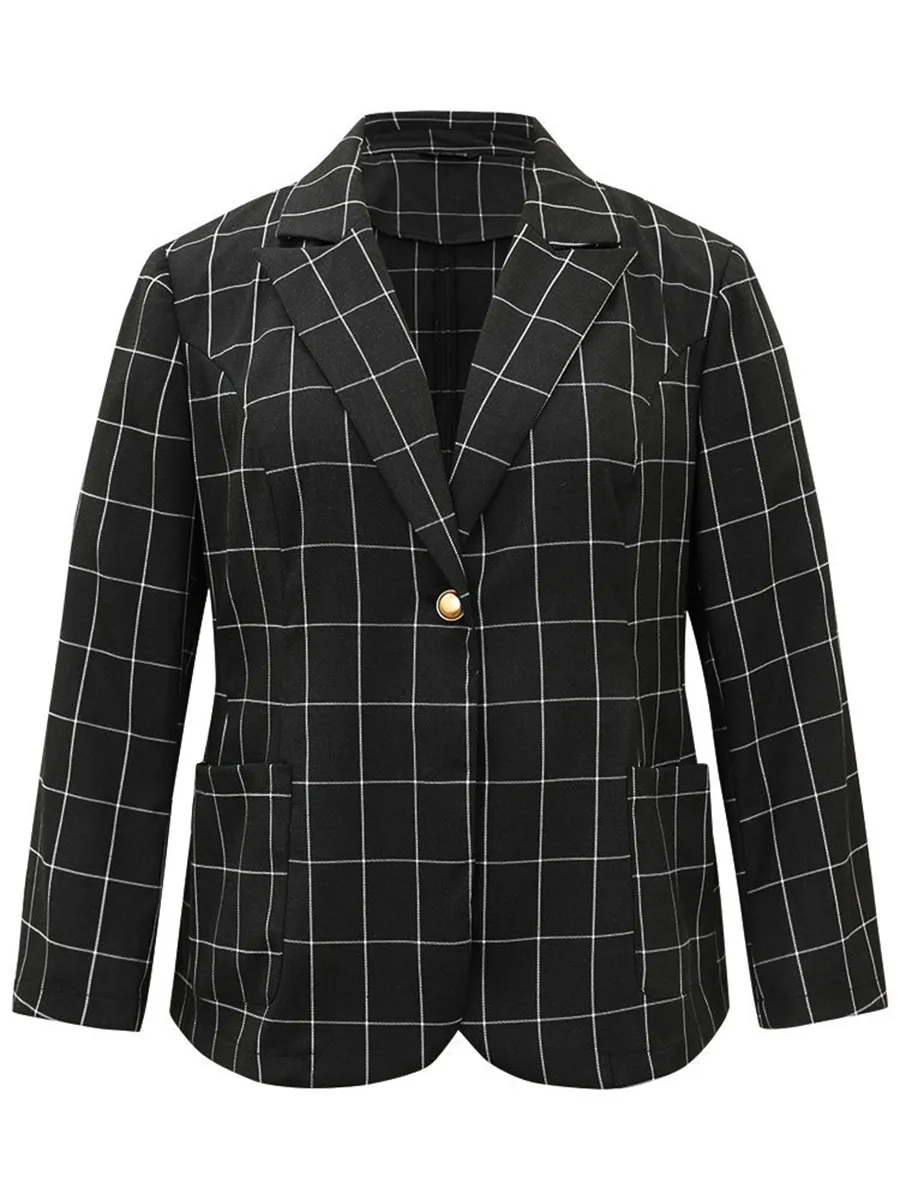 Black checked suit jacket for women