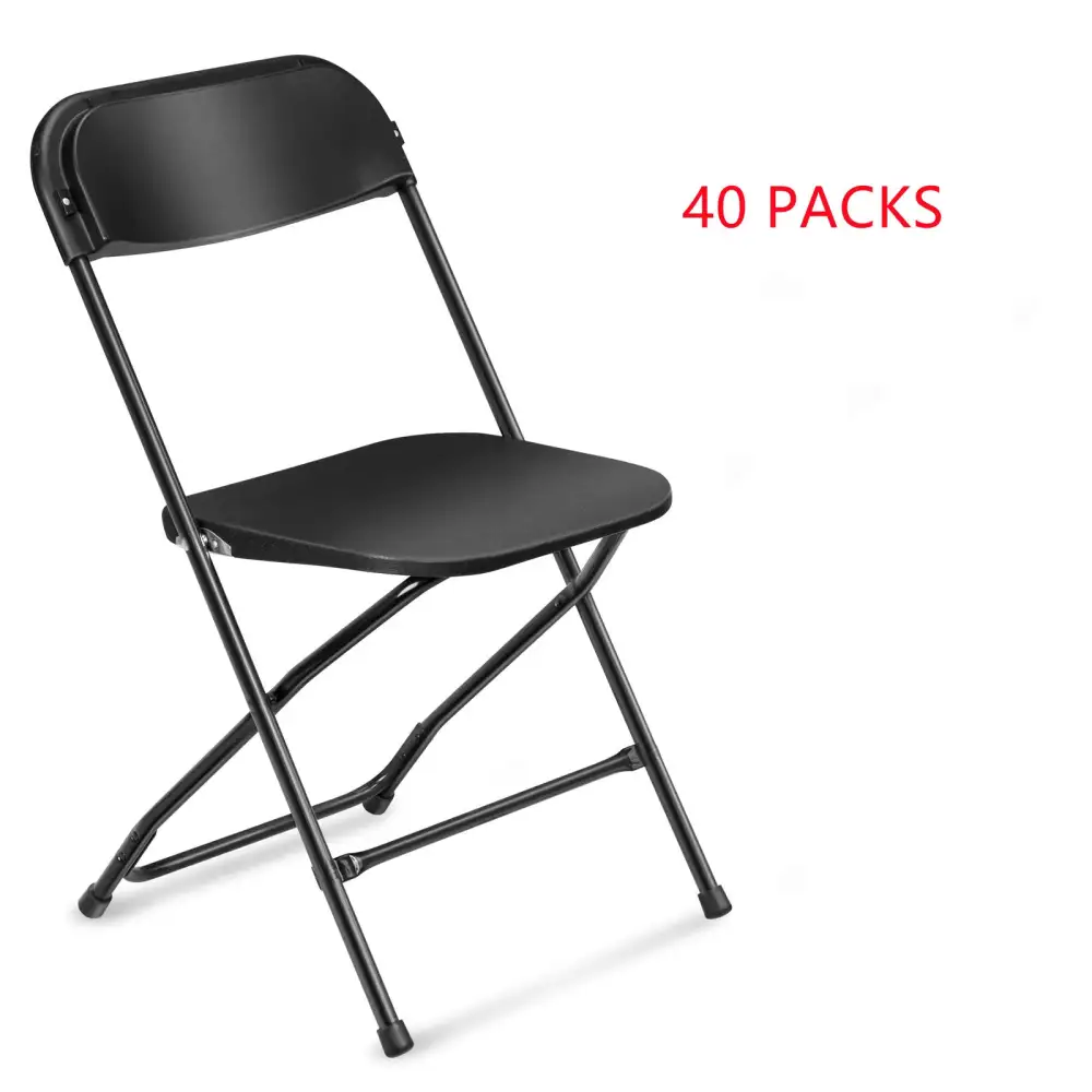 4/5/6/10/20/40 Pack Portable Plastic Folding Chair 350lb Stackable Commercial Seat with Steel Frame Party Chairs Black/White