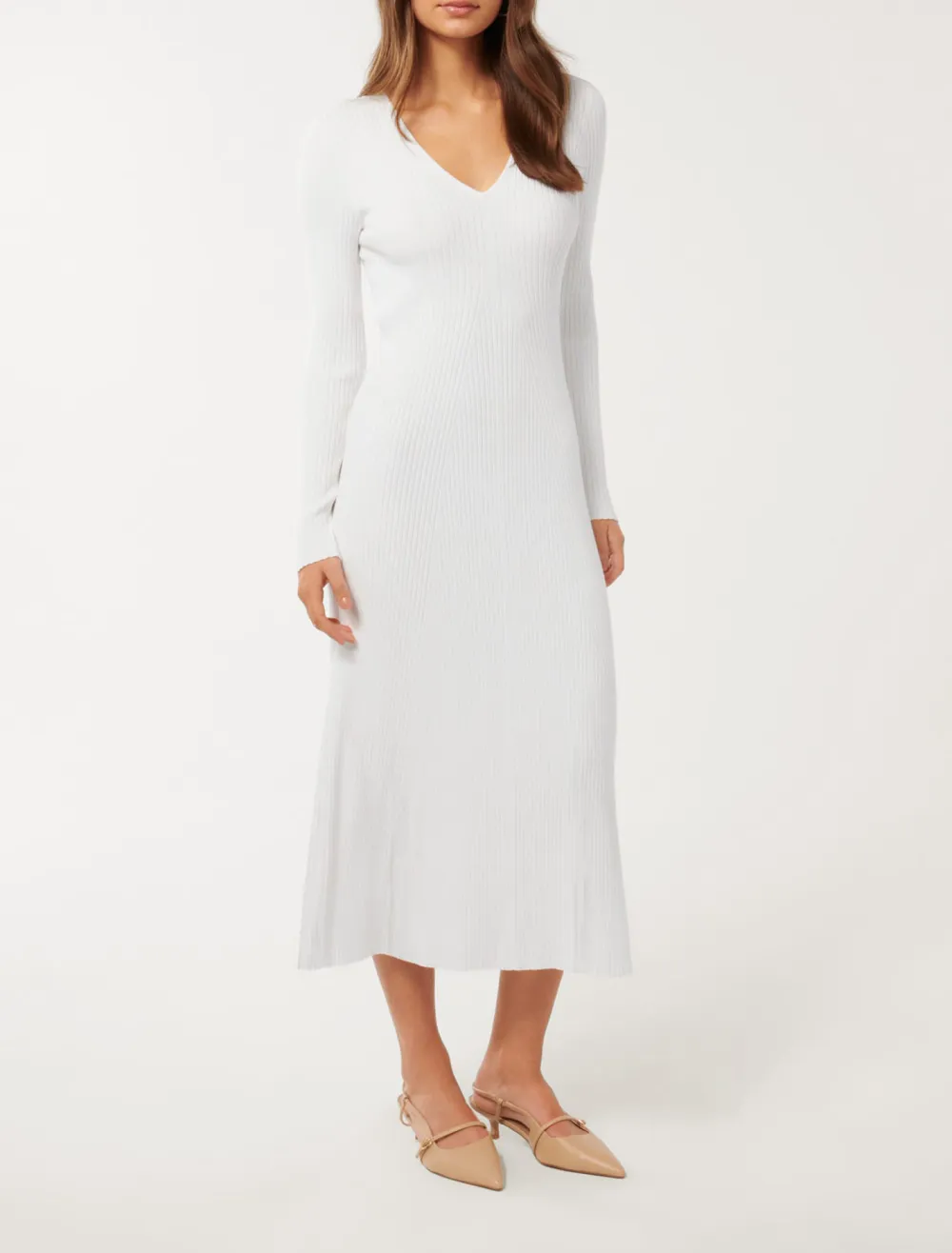 Rib Detail Midi Dress