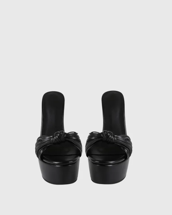 Bow Platform Mules in Black