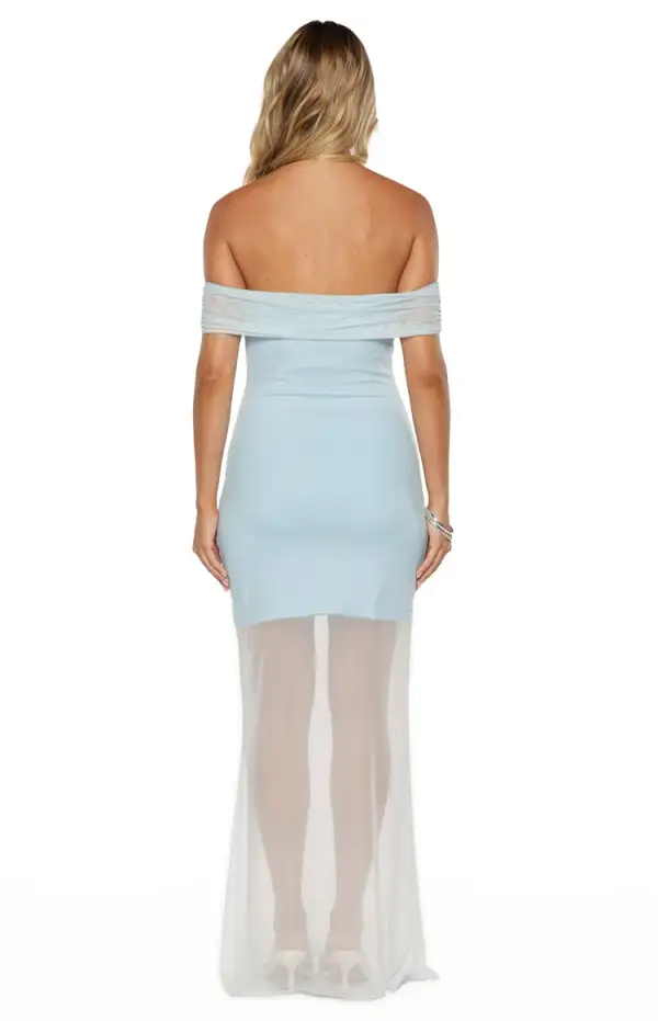 Mesh Sheer Off Shoulder Maxi Dress