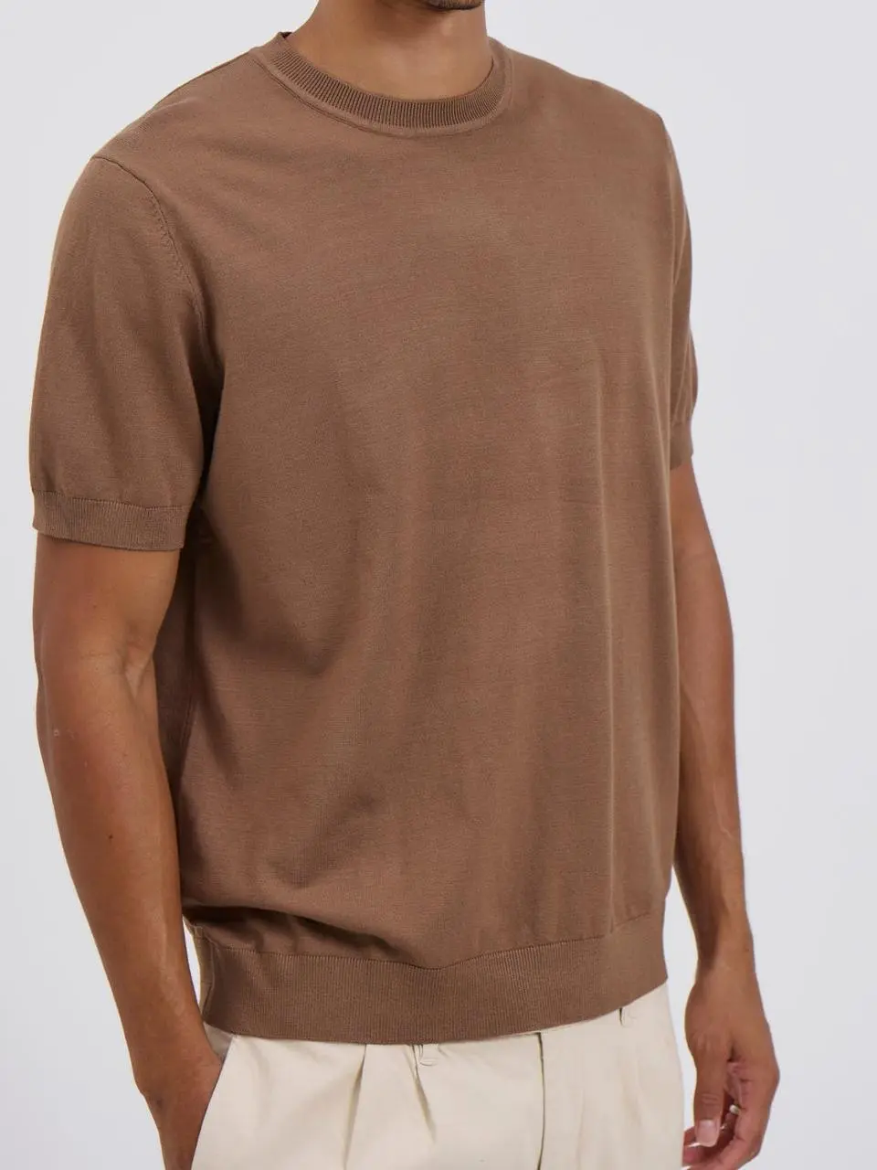 Simple Casual And Daily  Fitted Knitted Tee