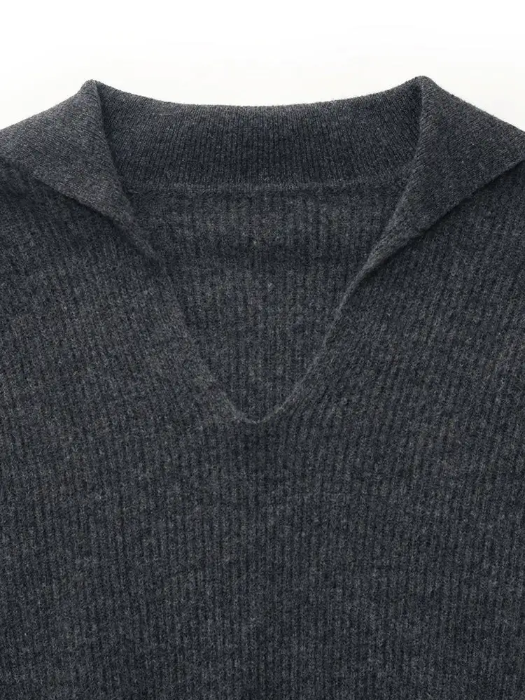 Wool Blend Lapel Women Sweater