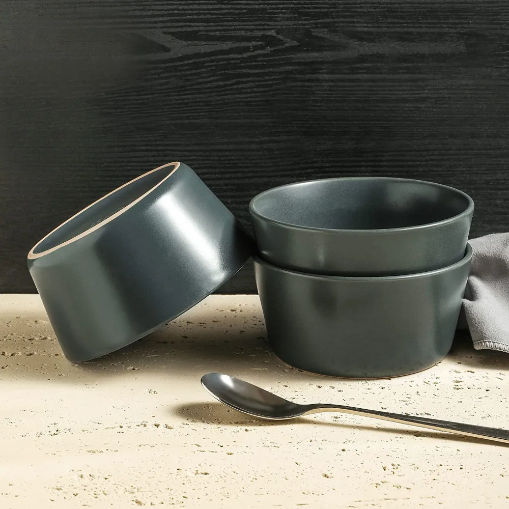 Stone Lain Coupe Dinnerware Set, Service For 8, Black Matte