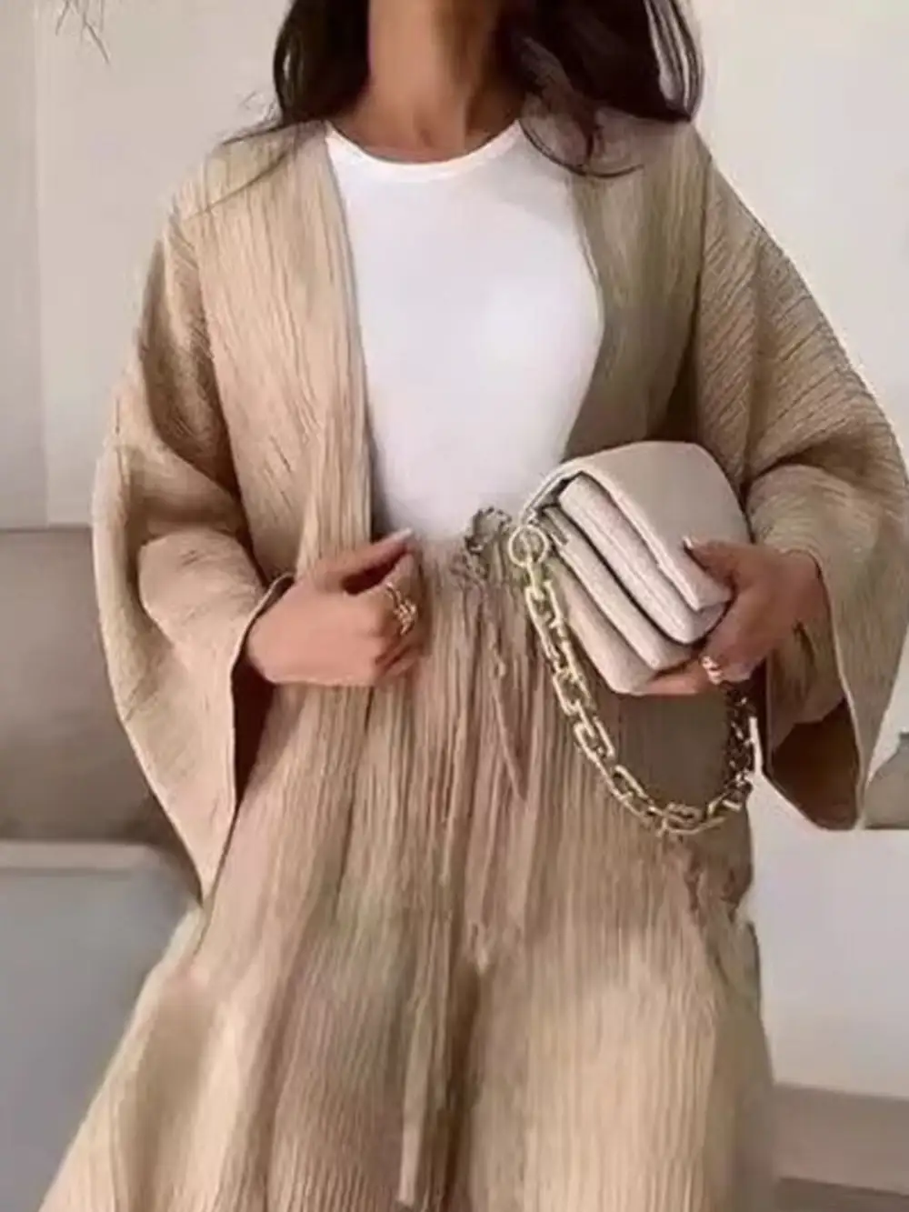 Textured Knit Cardigan and Pants Set