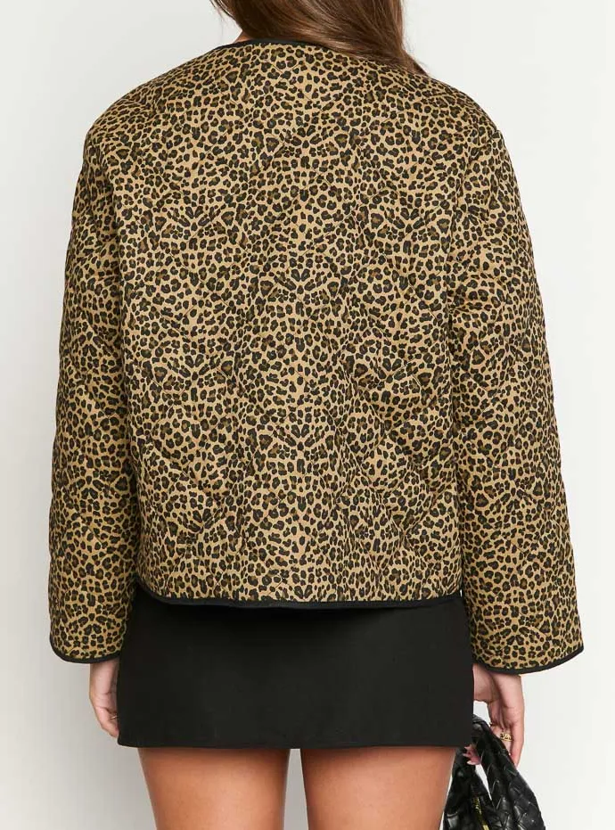 Quilted Leopard Print Jacket