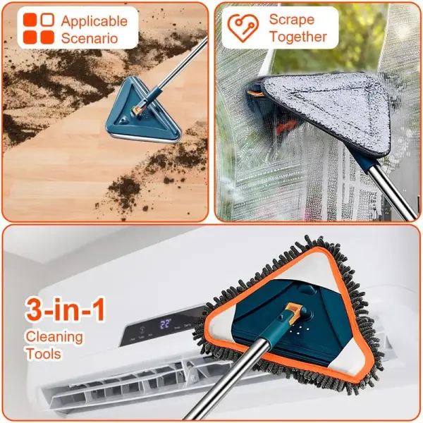 Triangle Mop Multi-Function Large Mop Head with Extendable Telescopic Pole