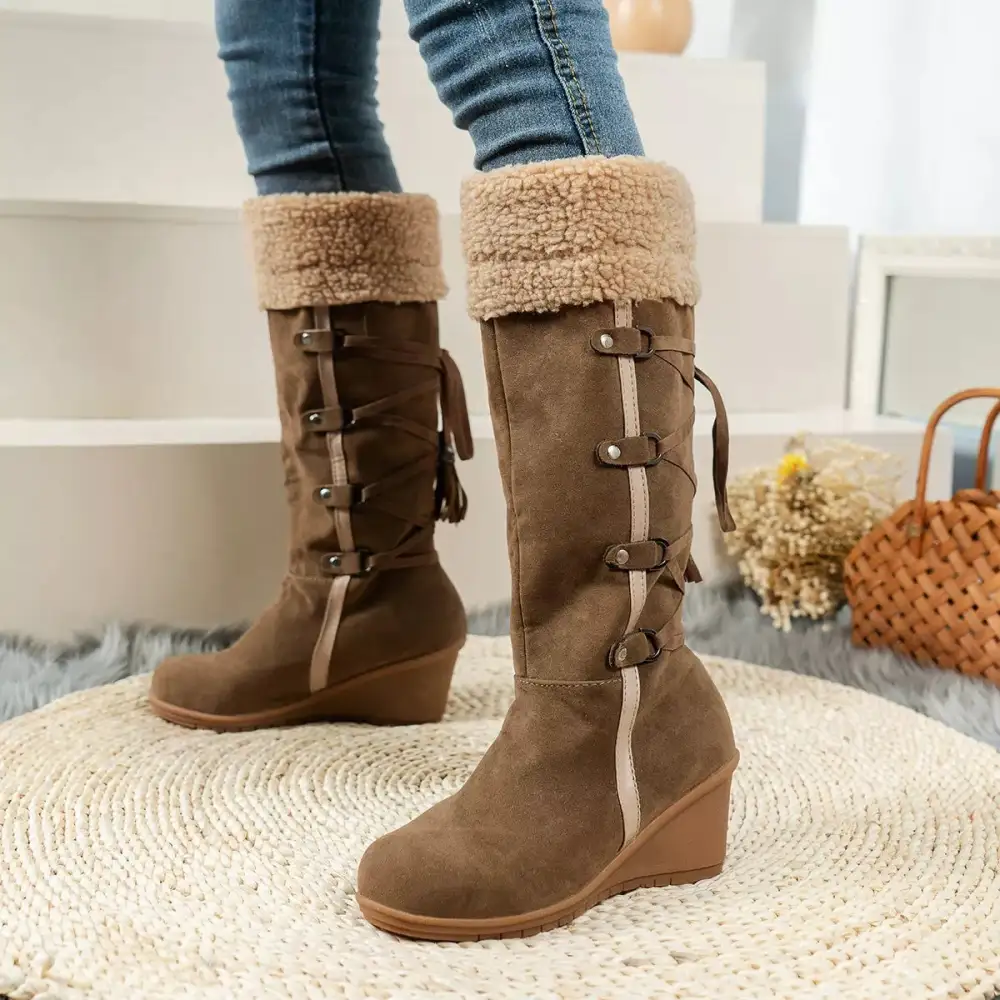 Round Toe Wedge Boots
