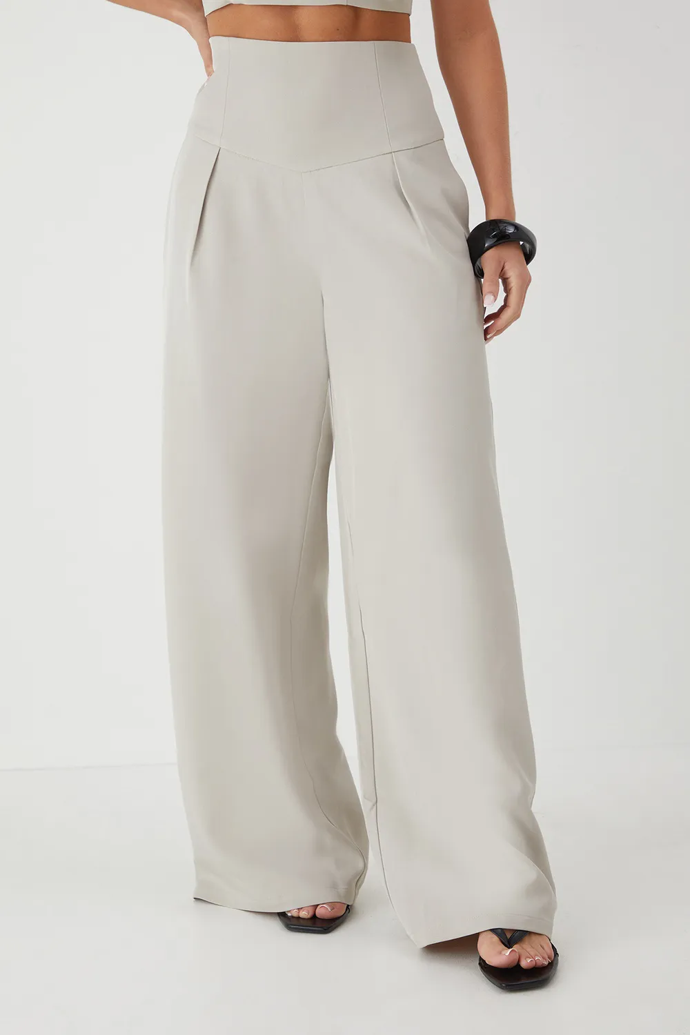 High Waist Wide Leg Trousers With Pockets For Women