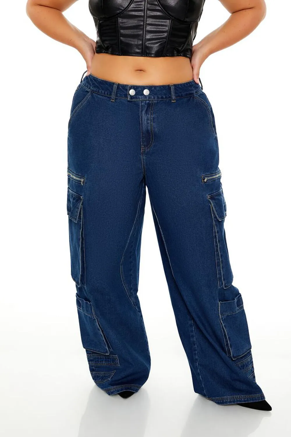 Plus Size Mid-Rise Cargo Jeans