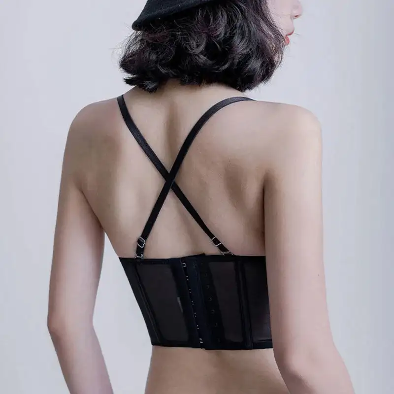 Delicate Mesh Corset-Style Bra