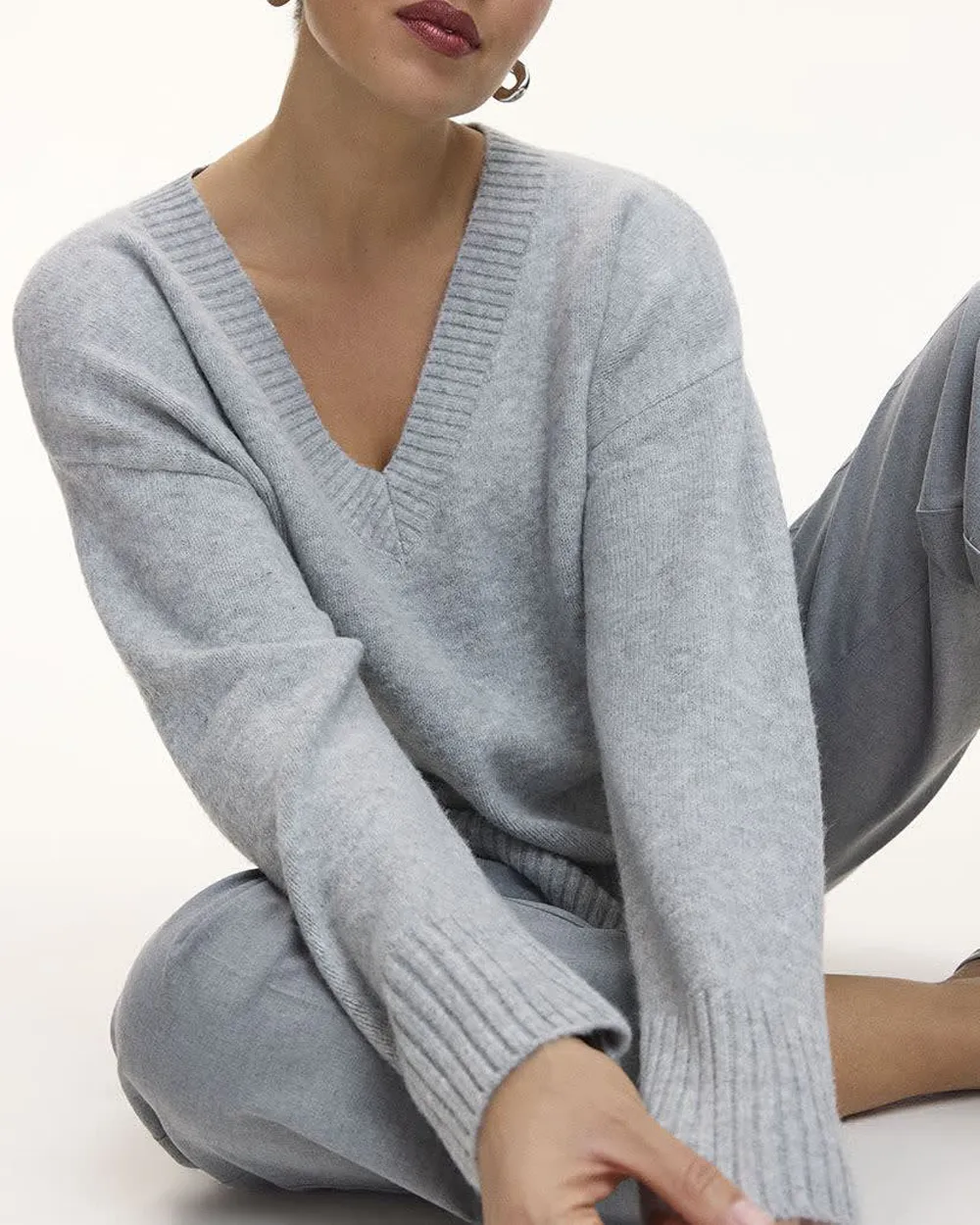 Plush Soft Long-Sleeve V-Neck Sweater